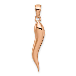 14k Rose Gold Large Italian Horn Pendant
