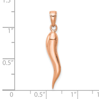 14k Rose Gold Large Italian Horn Pendant