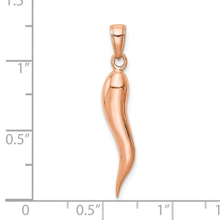 14k Rose Gold Large Italian Horn Pendant