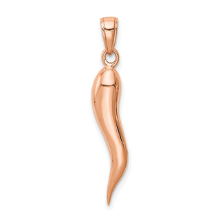 14k Rose Gold Large Italian Horn Pendant