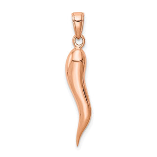 14k Rose Gold Large Italian Horn Pendant