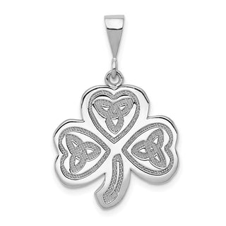 14K White Gold Trinity Clover Pendant