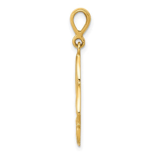 14k Yellow Gold And Rhodium Diamond-Cut Claddagh Pendant