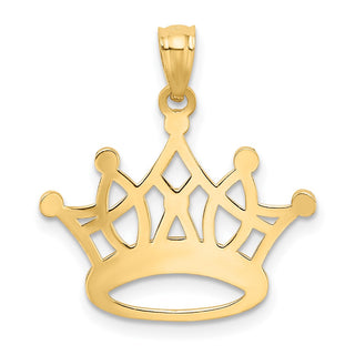 Mens 14k Yellow Gold & Rhodium Crown Pendant K2746