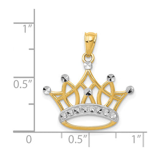 Mens 14k Yellow Gold & Rhodium Crown Pendant K2746