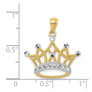 Mens 14k Yellow Gold & Rhodium Crown Pendant K2746