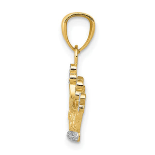 14k Yellow Gold & Rhodium Crown Pendant K2753