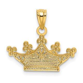 14k Yellow Gold & Rhodium Crown Pendant K2753