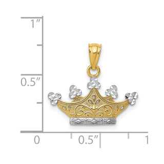 14k Yellow Gold & Rhodium Crown Pendant K2753