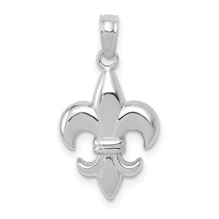 14k White Gold 2-D Small Fleur-De-Lis Pendant