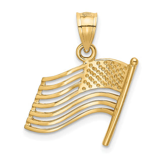 14k Yellow Gold American Flag Pendant