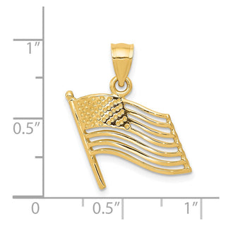 14k Yellow Gold American Flag Pendant