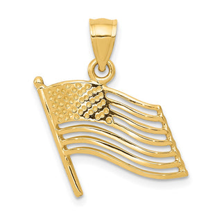 14k Yellow Gold American Flag Pendant
