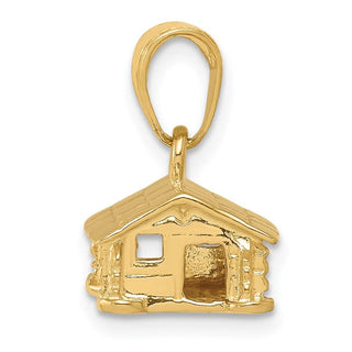 14k Yellow Gold 3-D Log Cabin Pendant