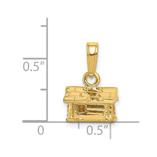 14k Yellow Gold 3-D Log Cabin Pendant