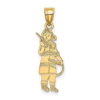 14k Yellow Gold Fireman w/Hose Pendant