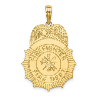 14k Yellow Gold FIREFIGHTER FIRE DEPT. Badge Pendant