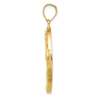 14k Yellow Gold Simulated Opal Lighthouse and Sailboat Pendant