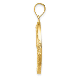 14k Yellow Gold Simulated Opal Lighthouse and Sailboat Pendant