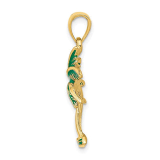 14k Yellow Gold Enameled Palm Tree Pendant K2893