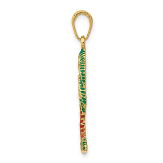 14k Yellow Gold Enameled Palm Tree Pendant K2897