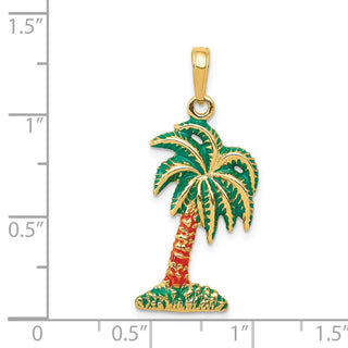 14k Yellow Gold Enameled Palm Tree Pendant K2897
