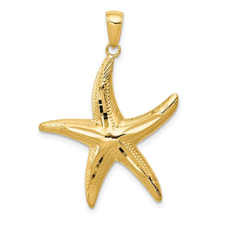 14k Yellow Gold Diamond-cut Starfish Pendant K2944