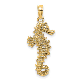14k Yellow Gold 3D Seahorse Pendant