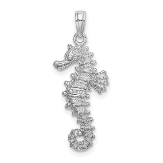 14k White Gold 3-D Seahorse Pendant