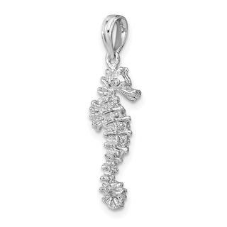 14k White Gold 3-D Seahorse Pendant