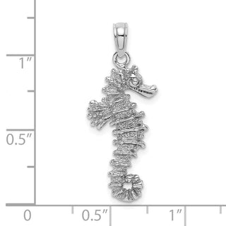 14k White Gold 3-D Seahorse Pendant