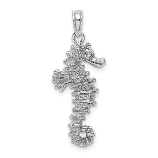 14k White Gold 3-D Seahorse Pendant