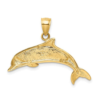 14k Yellow Gold Lab Created Opal Dolphin Pendant K3008