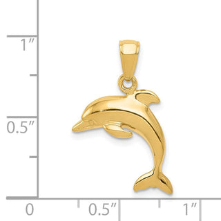 14k Yellow Gold Jumping Dolphin Pendant K3012