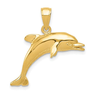 14k Yellow Gold Jumping Dolphin Pendant K3013