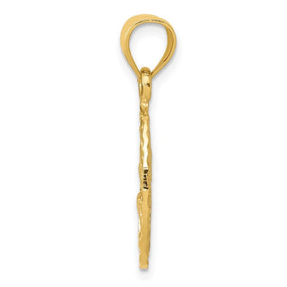 14k Yellow Gold Dolphin and Palm Tree Pendant K3017