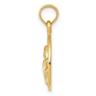 14k Yellow Gold Double Dolphin Circle Pendant