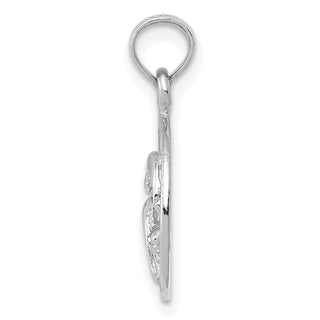 14K White Gold Double Dolphin Circle Pendant
