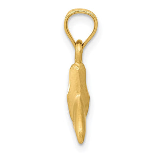 14k Yellow Gold 3D Whale Tail Pendant K3023