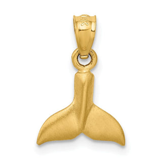 14k Yellow Gold 3D Whale Tail Pendant K3023