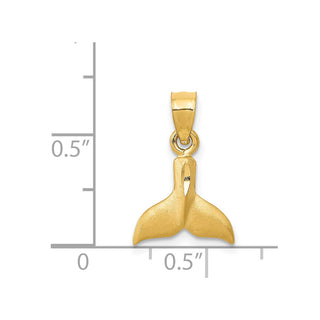 14k Yellow Gold 3D Whale Tail Pendant K3023