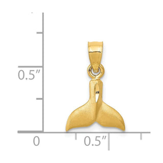 14k Yellow Gold 3D Whale Tail Pendant K3023