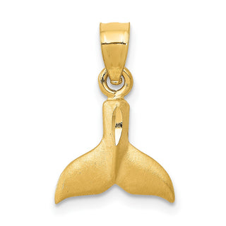 14k Yellow Gold 3D Whale Tail Pendant K3023