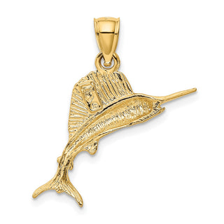 14k Yellow Gold Sailfish Pendant K3035