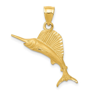 14k Yellow Gold Sailfish Pendant K3035