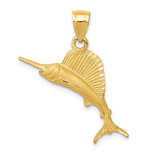 14k Yellow Gold Sailfish Pendant K3035
