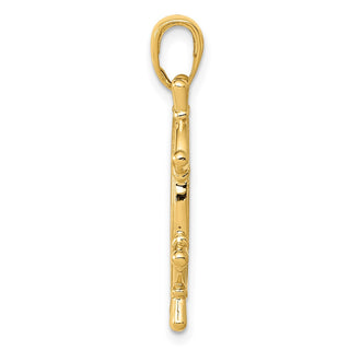 14k Yellow Gold 3D Ships Wheel Pendant K3071