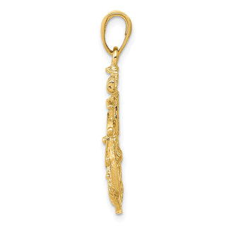 14k Yellow Gold Medium Anchor w/Wheel Pendant
