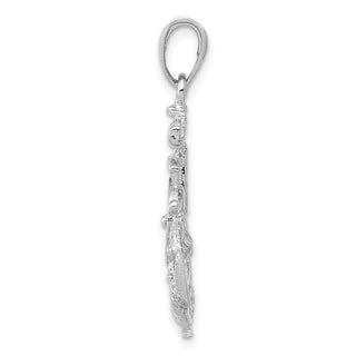 14k White Gold Medium Anchor w/Wheel Pendant