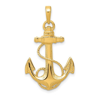 14k Yellow Gold Anchor w/Rope Pendant K3082